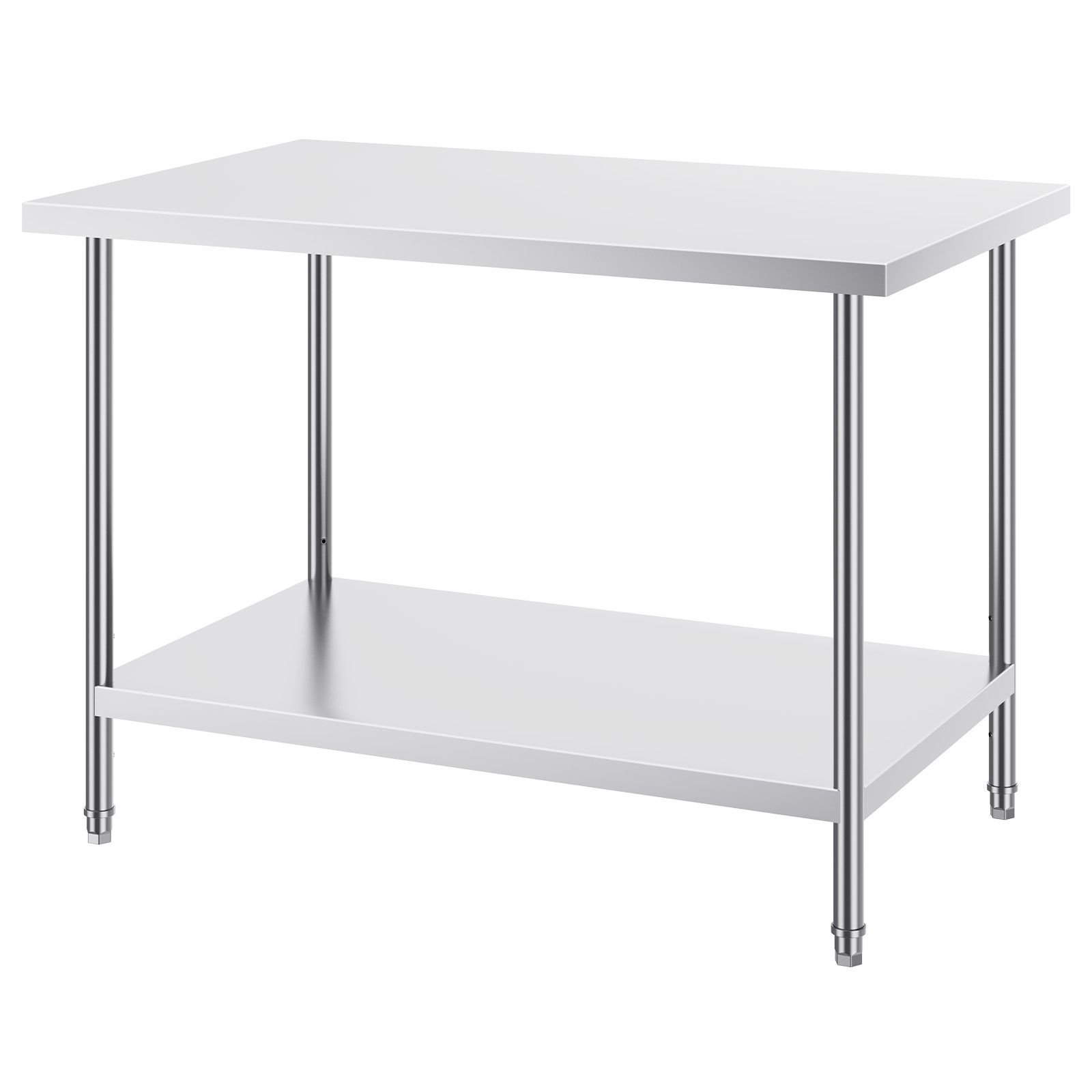 stainless steel prep table, 30 x 48 x 34 inch, 880 lbs load capacity, heavy duty metal worktable with 3 adjustable height levels, commercial workstation for kitchen garage restaurant backyard