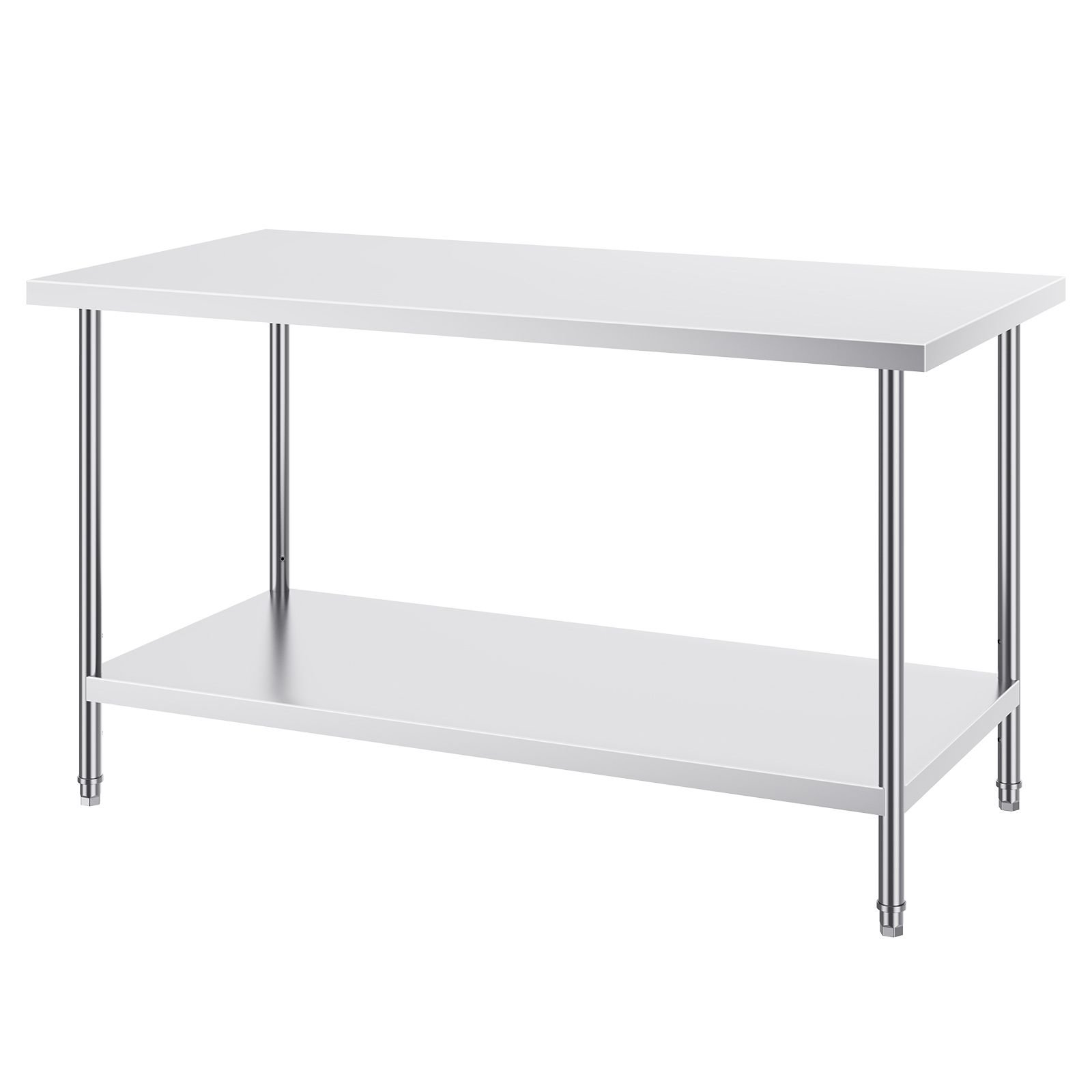 stainless steel prep table, 30 x 60 x 34 inch, 910 lbs load capacity, heavy duty metal worktable with 3 adjustable height levels, commercial workstation for kitchen garage restaurant backyard