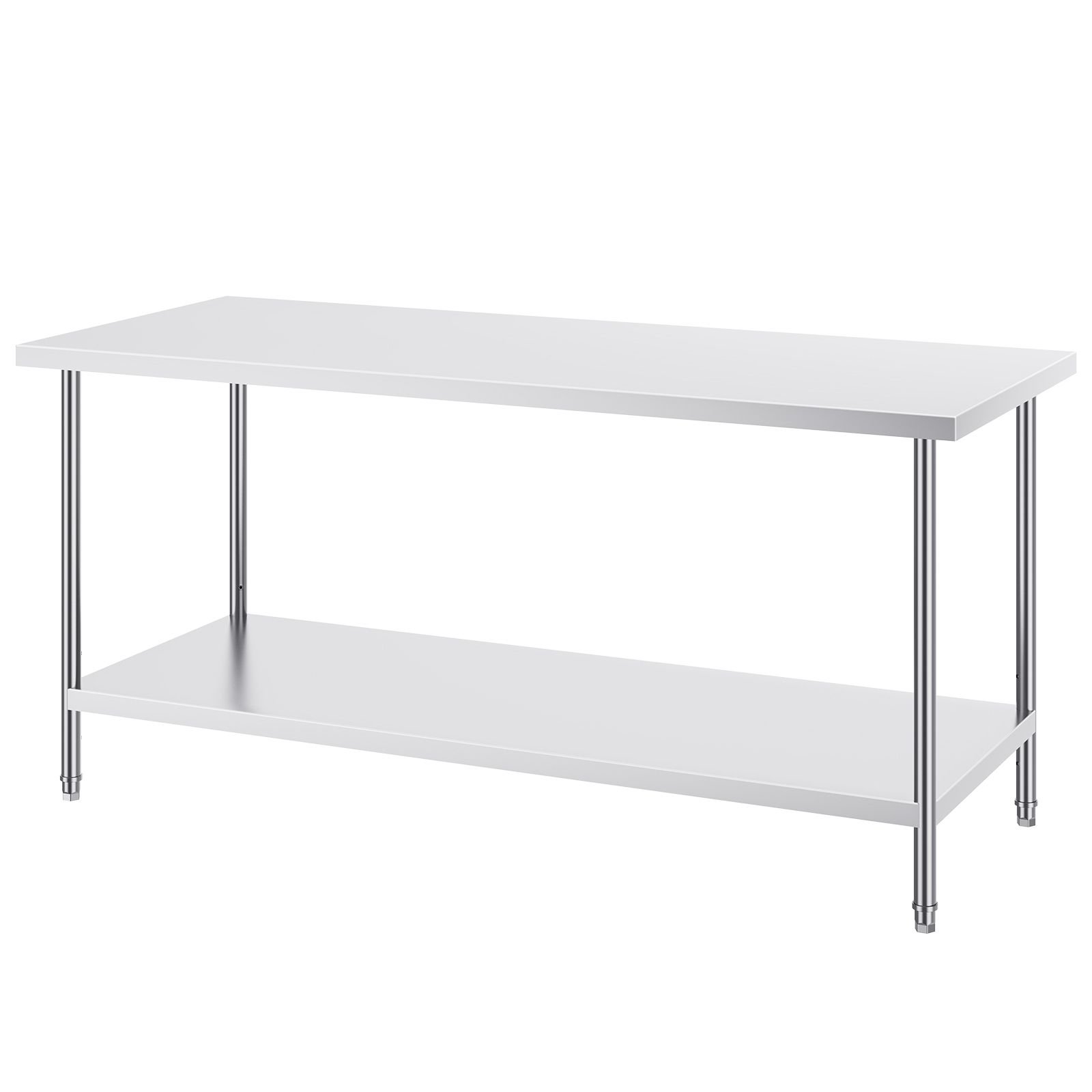 stainless steel prep table, 30 x 72 x 34 inch, 920 lbs load capacity, heavy duty metal worktable with 3 adjustable height levels, commercial workstation for kitchen garage restaurant backyard