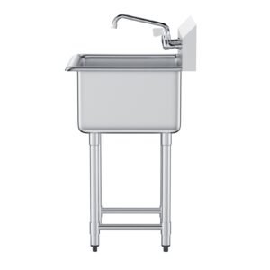 stainless steel prep & utility sink, 1 compartment free standing small sink include faucet & legs, 21"x41" commercial single bowl sinks for garage, restaurant, kitchen, laundry