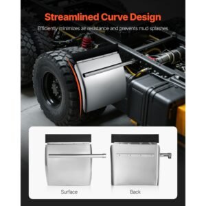 stainless steel quarter fenders for semi trucks, 24" x 24" semi truck fenders with tube bracket and mounting hardware, 1 pair right & left quarter fender set, fit for freightliner, peterbilt