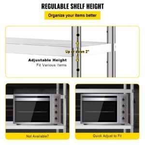 stainless steel shelves 48x18.5 inch 5 tier adjustable shelf storage unit stainless steel rack shelving heavy duty shelving for kitchen commercial office garage storage 330lb per shelf