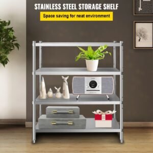 stainless steel shelving 46.8x18.5 inch 4 tier adjustable shelf storage unit stainless steel heavy duty shelving for kitchen commercial office garage storage 330lb per shelf