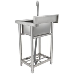 stainless steel utility sink, 1 compartment free standing small sink include faucet & legs, 16 x 13 x 8.7 in commercial single bowl sinks for garage, restaurant, kitchen, laundry