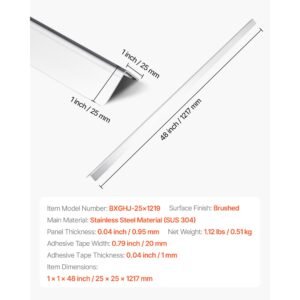 stainless steel wall corner protector, 1 x 1 x 48 inch, 10 pack metal corner guards, 304 stainless steel edge trim 90 degree angle for home,office,commercial wall protection, with 3m tape