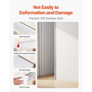 stainless steel wall corner protector, 2 x 2 x 48 inch, 10 pack metal corner guards, 304 stainless steel edge trim 90 degree angle for home,office,commercial wall protection, with 3m tape