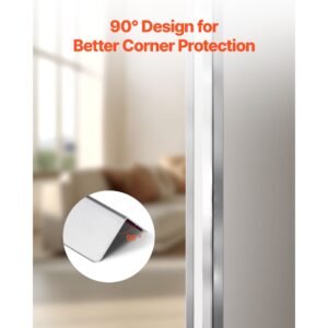 stainless steel wall corner protector, 2 x 2 x 48 inch, 10 pack metal corner guards, 304 stainless steel edge trim 90 degree angle for home,office,commercial wall protection, with 3m tape