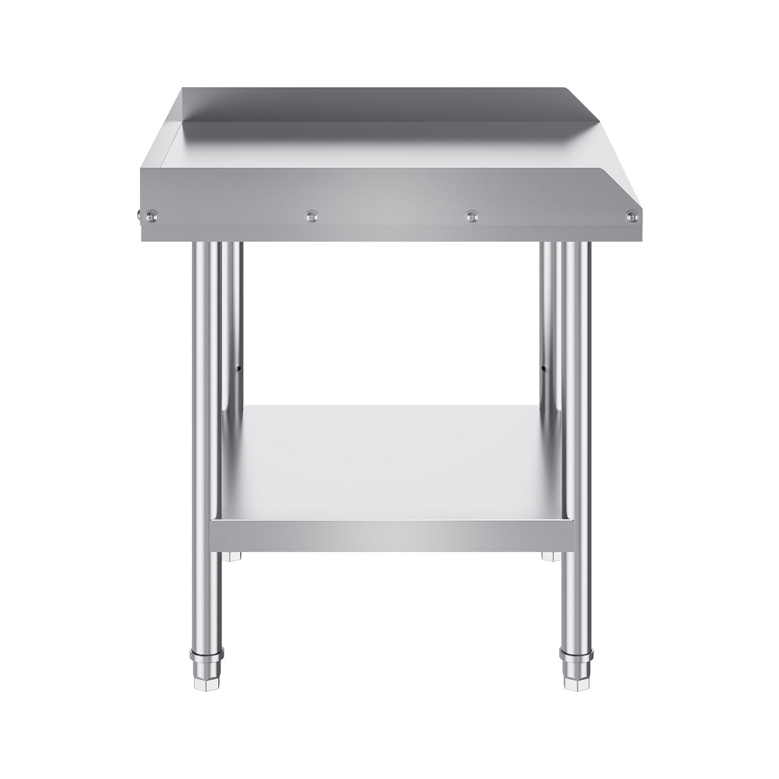 stainless steel work table, 24 x 24 x 26 inch commercial food prep worktable, 3 sided backsplash heavy duty prep worktable, metal work table with adjustable height for restaurant home hotel