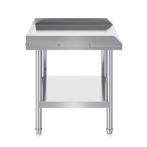 stainless steel work table, 24 x 28 x 26 inch commercial food prep worktable, 3 sided backsplash heavy duty prep worktable, metal work table with adjustable height for restaurant home hotel