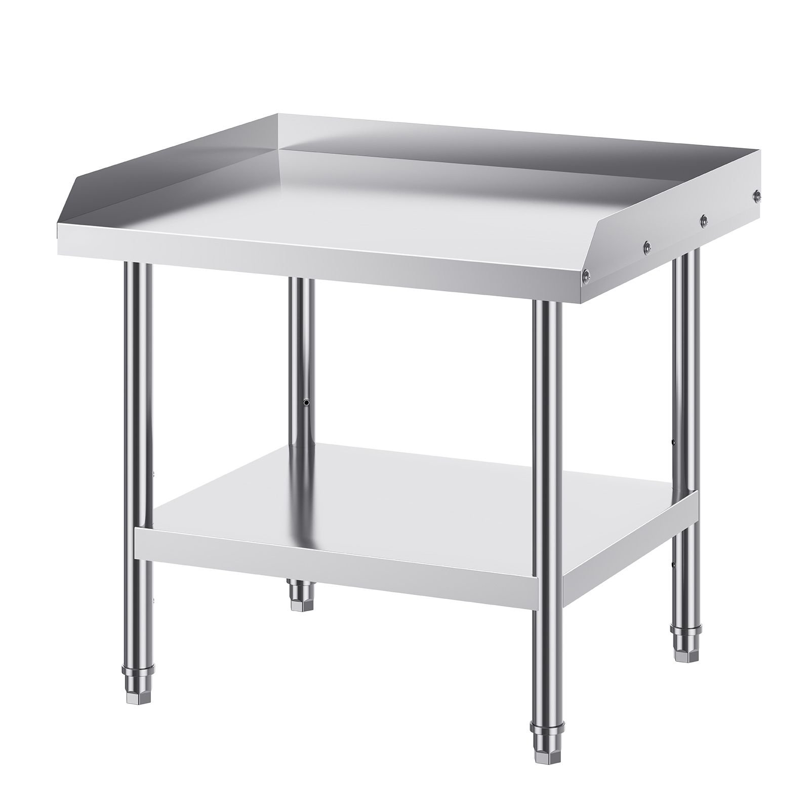 stainless steel work table, 24 x 28 x 26 inch commercial food prep worktable, 3 sided backsplash heavy duty prep worktable, metal work table with adjustable height for restaurant home hotel