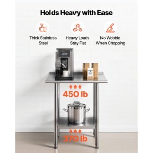 stainless steel work table, 24x30 inch food prep table with backsplash, commercial kitchen workstation with adjustable undershelf, metal heavy duty utility worktable, for restaurant home outdoor