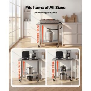stainless steel work table, 24x36 inch food prep table with wheels and backsplash, commercial kitchen workstation with adjustable undershelf, metal utility worktable, for restaurant home outdoor