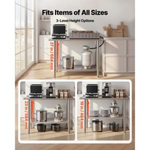 stainless steel work table, 24x48 inch food prep table with backsplash, commercial kitchen workstation with adjustable undershelf, metal heavy duty utility worktable, for restaurant home outdoor