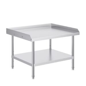 stainless steel work table, 30 x 36 x 26 inch commercial food prep worktable, 3 sided backsplash heavy duty prep worktable, metal work table with adjustable height for restaurant home hotel