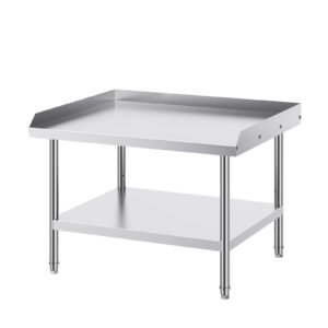 stainless steel work table, 30 x 36 x 26 inch commercial food prep worktable, 3 sided backsplash heavy duty prep worktable, metal work table with adjustable height for restaurant home hotel