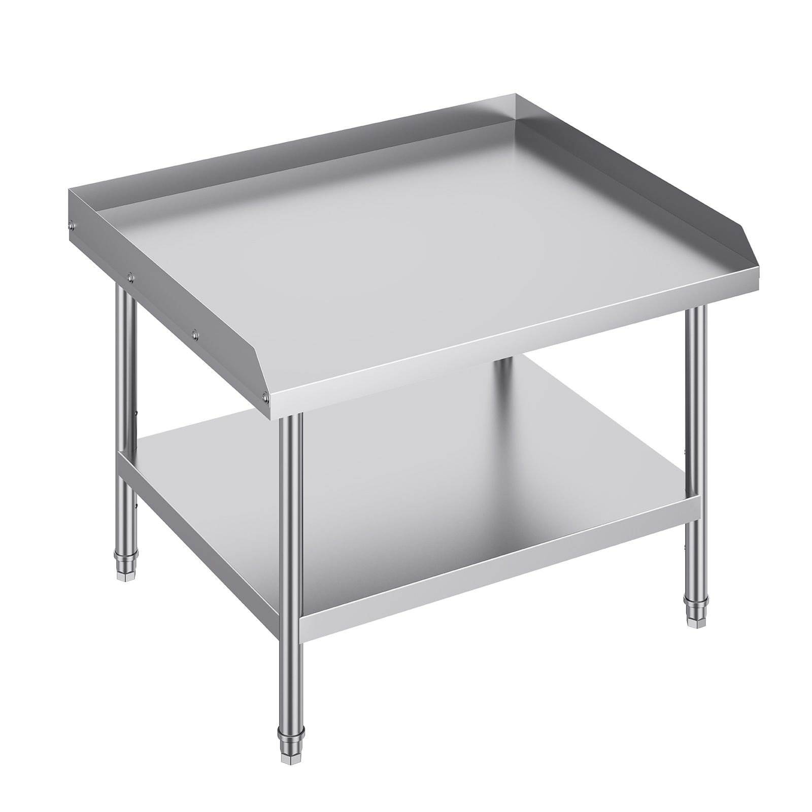 stainless steel work table, 30 x 36 x 26 inch commercial food prep worktable, 3 sided backsplash heavy duty prep worktable, metal work table with adjustable height for restaurant home hotel