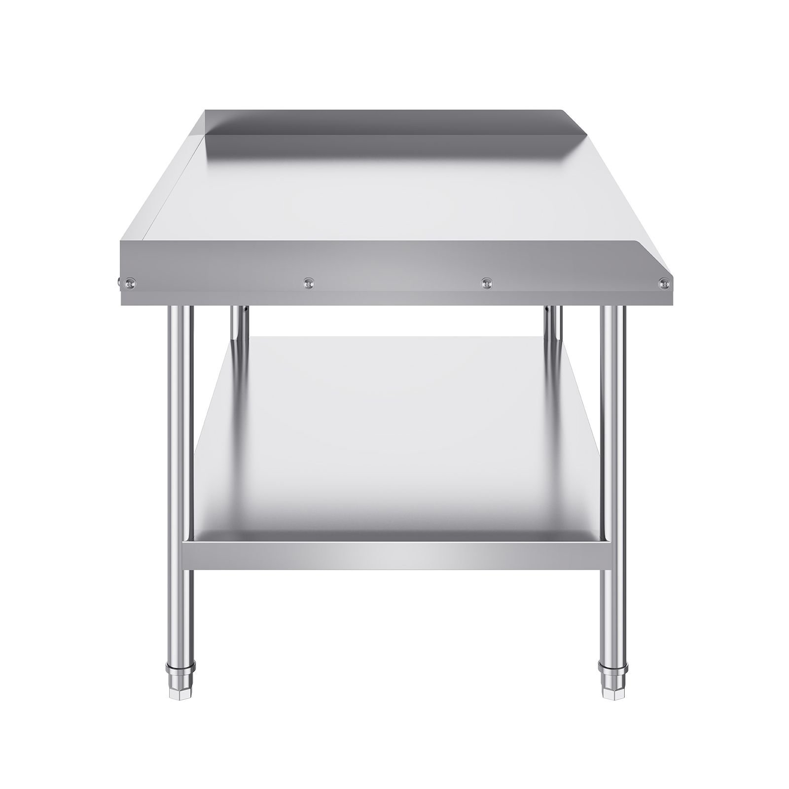 stainless steel work table, 30 x 48 x 26 inch commercial food prep worktable, 3 sided backsplash heavy duty prep worktable, metal work table with adjustable height for restaurant home hotel