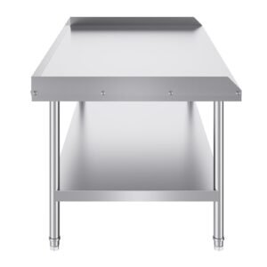 Stainless Steel Work Table, 30 x 60 x 26 Inch Commercial Food Prep Worktable, 3-Sided Backsplash Heavy Duty Prep Worktable, Metal Work Table for Restaurant Home Hotel