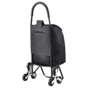 stair climber trolley dolly, 36l folding shopping cart, grocery cart trolley laundry stair climbing handcart with 6 wheels & oxford cloth bag, foldable cart for shopping grocery laundry, black