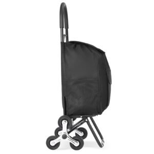 stair climber trolley dolly, 36l folding shopping cart, grocery cart trolley laundry stair climbing handcart with 6 wheels & oxford cloth bag, foldable cart for shopping grocery laundry, black
