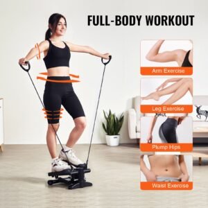 stair stepper, mini stepper for exercise at home, hydraulic fitness stepper with resistance bands, full body workout cardio equipment, stair climber with lcd monitor, 330lbs load capacity