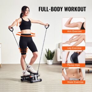 stair stepper, mini stepper for exercise at home, hydraulic fitness stepper with resistance bands, full body workout cardio equipment, stair climber with lcd monitor, 330lbs load capacity