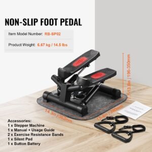 stair stepper, mini stepper for exercise at home, hydraulic fitness twist stepper with resistance bands, full body workout cardio equipment, stair climber with lcd monitor, 330lbs load capacity