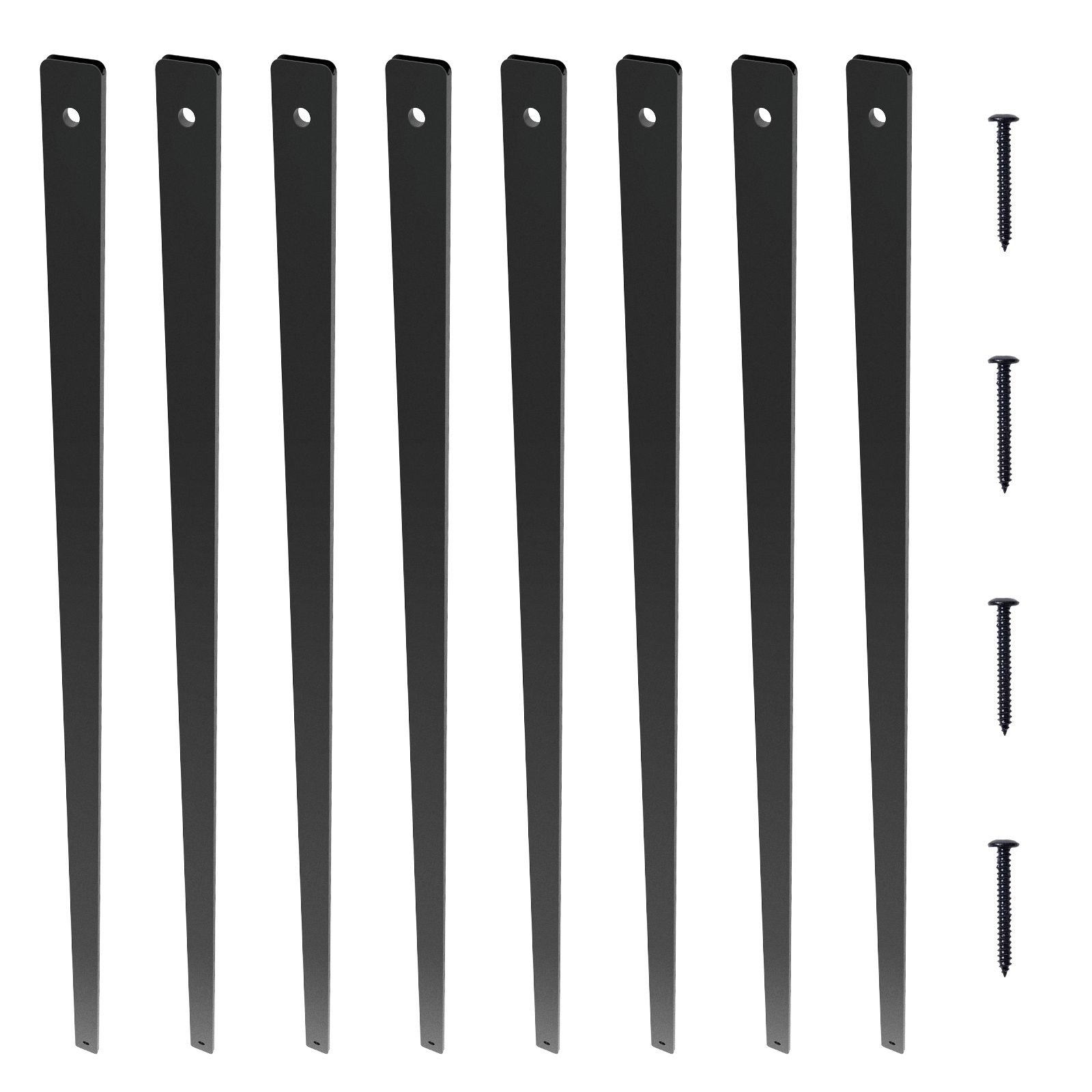staircase metal balusters, 29.5'' x 1'' flat aluminum alloy decorative banister spindles, 51 pack deck baluster with screws, classic hollow deck railing satin black powder coated for porch
