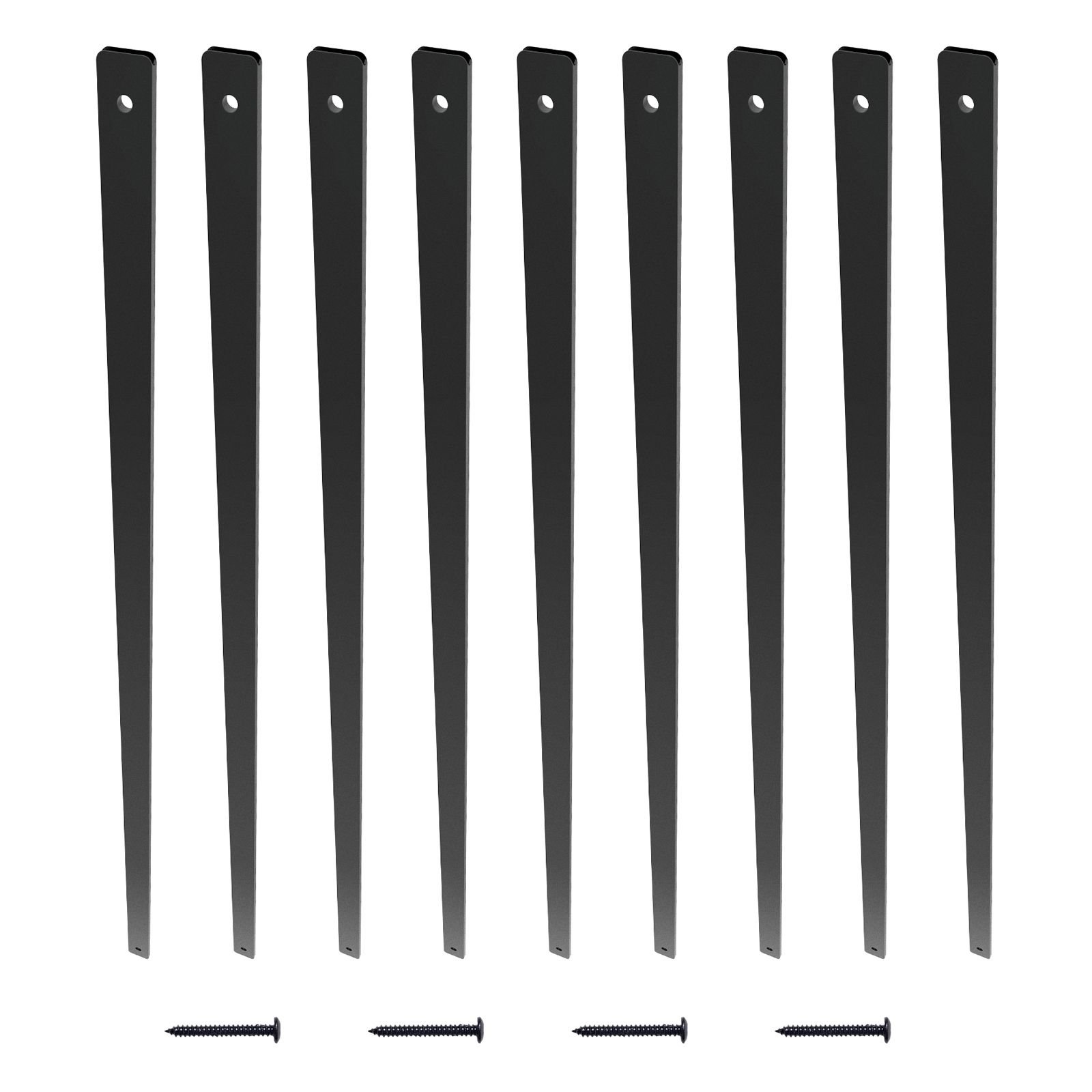 staircase metal balusters, 38'' x 1'' flat aluminum alloy decorative banister spindles, 72 pack deck baluster with screws, classic hollow deck railing satin black powder coated for porch