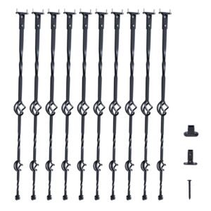 Staircase Metal Balusters, 44'' x 1/2" Galvanized Steel Decorative Banister Spindles, 10 Pack Deck Baluster with Hollow Double Baskets, Spiral Stair Railing with Shoes & Screws