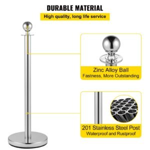 stanchion post with velvet ropes, 6 pack crowd control stanchion with 3pcs 5ft red velvet ropes, stainless steel queue barrier line divider with ball top for events, museums, parties