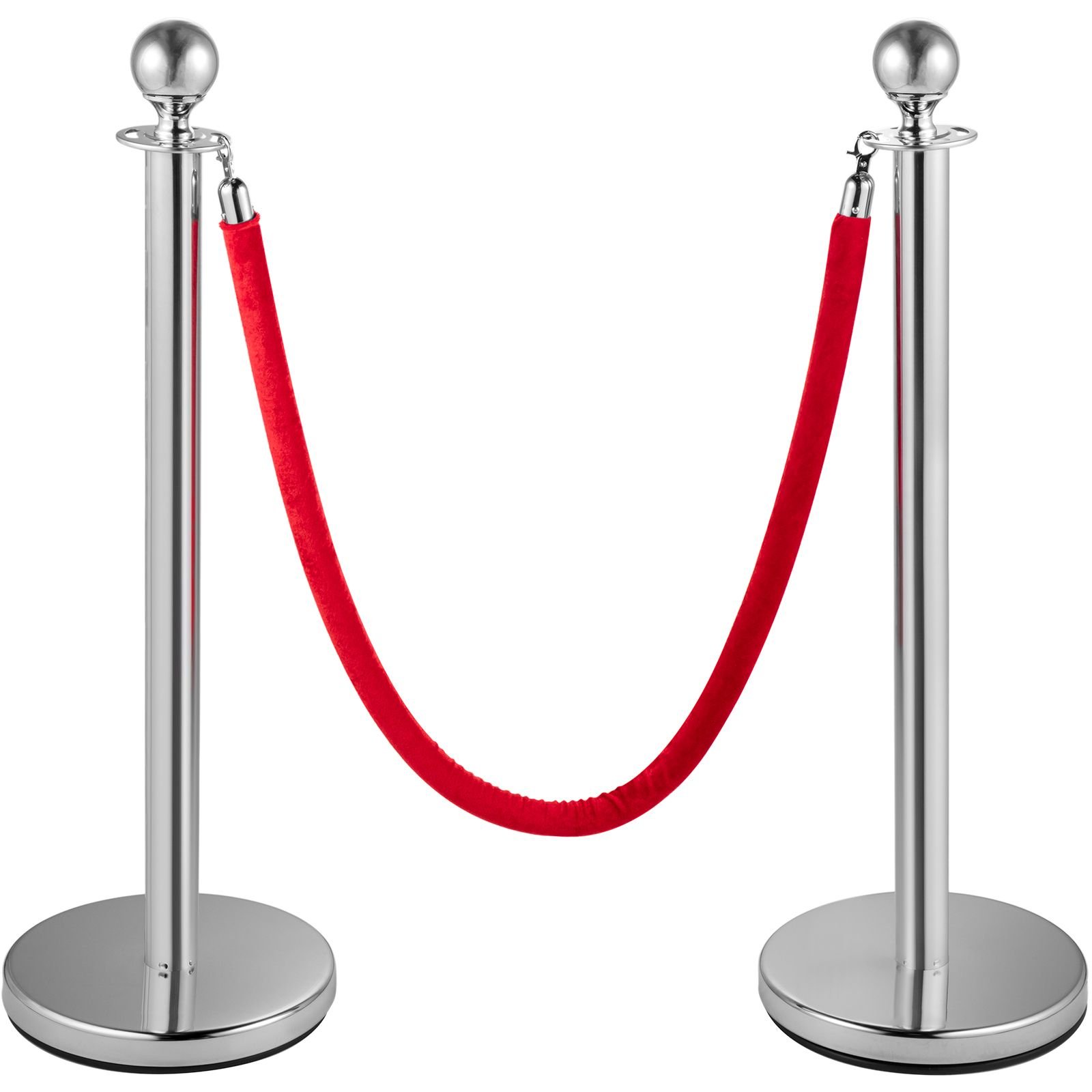 stanchion post with velvet ropes, 6 pack crowd control stanchion with 3pcs 5ft red velvet ropes, stainless steel queue barrier line divider with ball top for events, museums, parties