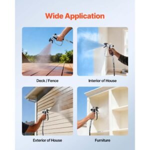 stand airless paint sprayer, 650w, 3000psi high pressure airless sprayer with cart, cleaning brush, hose, extension rod, nozzles, electric spray paint machine for house exterior and interior