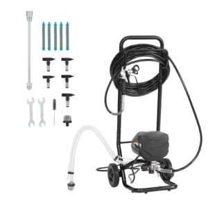 Stand Airless Paint Sprayer, 650W, 3000PSI High Pressure Airless Sprayer with Cart, Cleaning Brush, Hose, Extension Rod, Nozzles, Electric Spray Paint Machine for House Exterior and Interior
