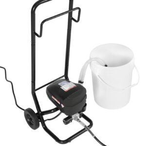 stand airless paint sprayer, 650w, 3000psi high pressure airless sprayer with cart, cleaning brush, hose, extension rod, nozzles, electric spray paint machine for house exterior and interior