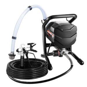 stand airless paint sprayer, 650w high efficiency airless sprayer, 3000psi electric paint sprayer machine extension rod and cleaning kits for interior and exterior furniture/fence/home/house