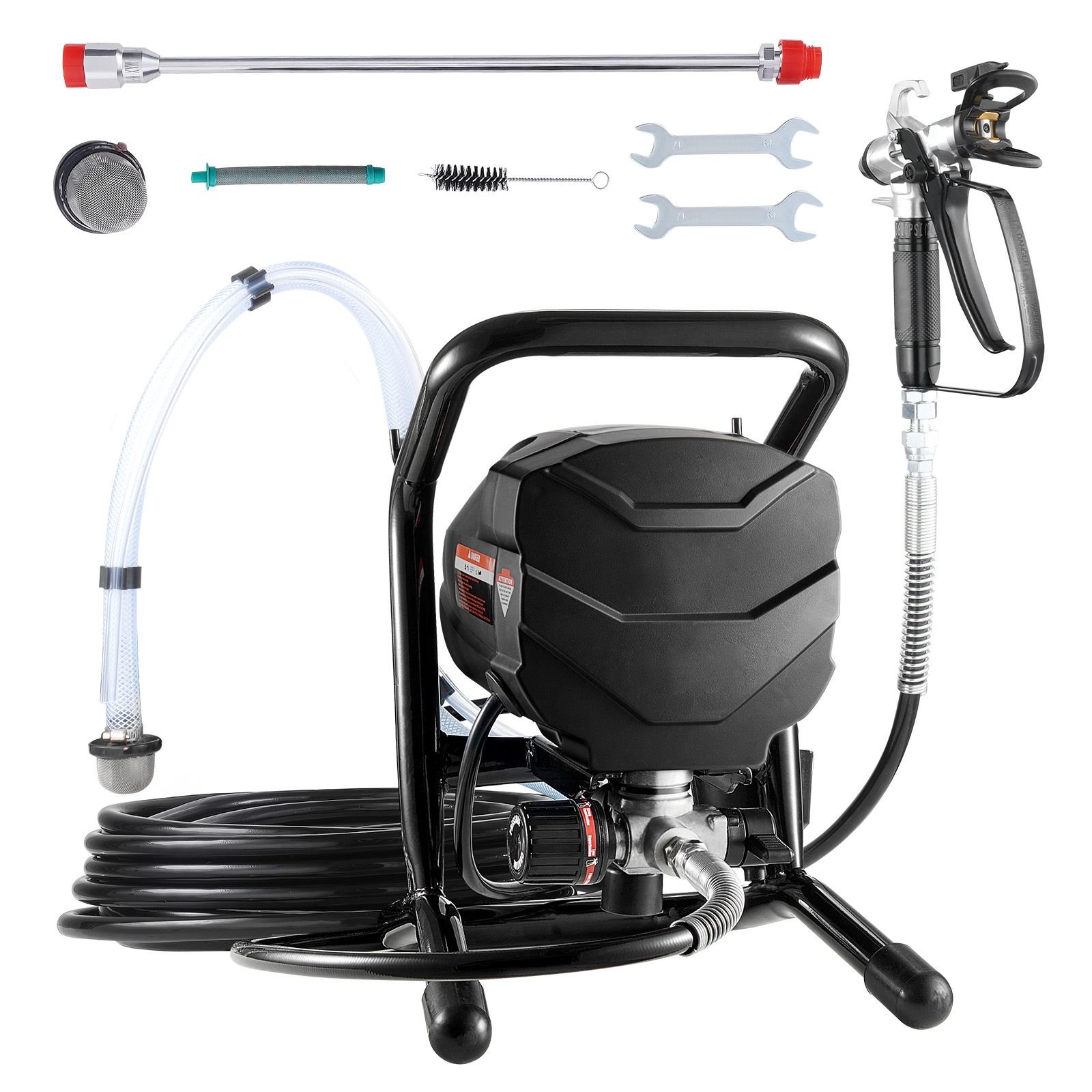 stand airless paint sprayer, 650w high efficiency airless sprayer, 3000psi electric paint sprayer machine extension rod and cleaning kits for interior and exterior furniture/fence/home/house