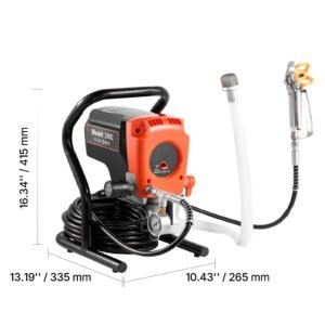 stand airless paint sprayer, 900w, 3300psi high pressure airless sprayer, cleaning brush, hose, extension rod, nozzles, electric spray paint machine for interior or exterior of house, fence