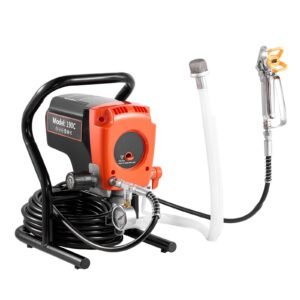 stand airless paint sprayer, 900w, 3300psi high pressure airless sprayer, cleaning brush, hose, extension rod, nozzles, electric spray paint machine for interior or exterior of house, fence