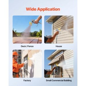 stand airless paint sprayer, 900w, 3300psi high pressure airless sprayer with cart, cleaning brush, hose, extension rod, nozzles, electric spray paint machine for interior or exterior of house