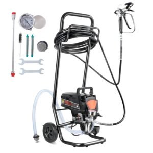 stand airless paint sprayer, 950w 3000psi high efficiency electric airless sprayer with cart, paint sprayers for home interior and exterior furniture and fences, fine and even painting effect