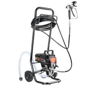stand airless paint sprayer, 950w 3000psi high efficiency electric airless sprayer with cart, paint sprayers for home interior and exterior furniture and fences, fine and even painting effect