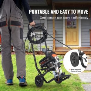stand airless paint sprayer, 950w 3000psi high efficiency electric airless sprayer with cart, paint sprayers for home interior and exterior furniture and fences, fine and even painting effect