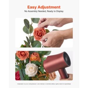standing artificial flowers arrangements 4 pcs, 17.5 inch tall faux flower decorations for wedding aisle runner chair, orange floral centerpieces for ceremony reception party outdoor decor