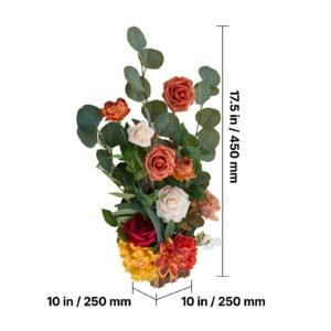 standing artificial flowers arrangements 4 pcs, 17.5 inch tall faux flower decorations for wedding aisle runner chair, orange floral centerpieces for ceremony reception party outdoor decor