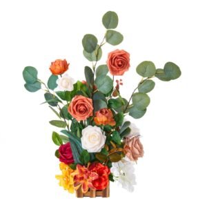 standing artificial flowers arrangements 4 pcs, 17.5 inch tall faux flower decorations for wedding aisle runner chair, orange floral centerpieces for ceremony reception party outdoor decor