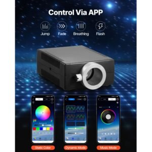 starlight headliner kit, 150 pcs 0.03 in 6.5 ft, 16w fiber optic star ceiling lights for car, bluetooth app, remote control, sound activated, rgbw light engine, for home bed room decoration
