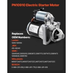 starter 10910, starter motor replacement compatible with cadillac escalade v8 6.2l 2015 2017, chevrolet express 2500 v6 4.3l 2018 2020, gmc v6 4.3l 2018 2022, oem 410 48340 12645040 m000t24072