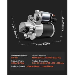 starter 17986, starter motor replacement compatible with buick 3.6l v6 06 08, cadillac srx 3.0l v6 10 11, chevrolet 3.6l v6 09 17, gmc pontiac saturn suzuki, oem 12588493 m000t35871 31100 78j00