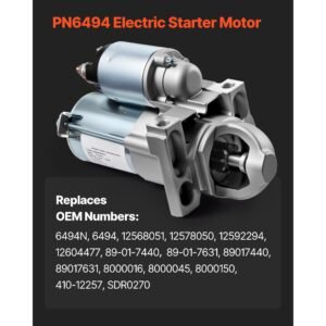 starter 6494, starter motor replacement compatible with buick rainier v8 5.3l 2004 2007, cadillac escalade v8 5.3l 2003 2005, chevrolet gmc isuzu saab, oem 12568051 89 01 7440 89017440 sdr0270
